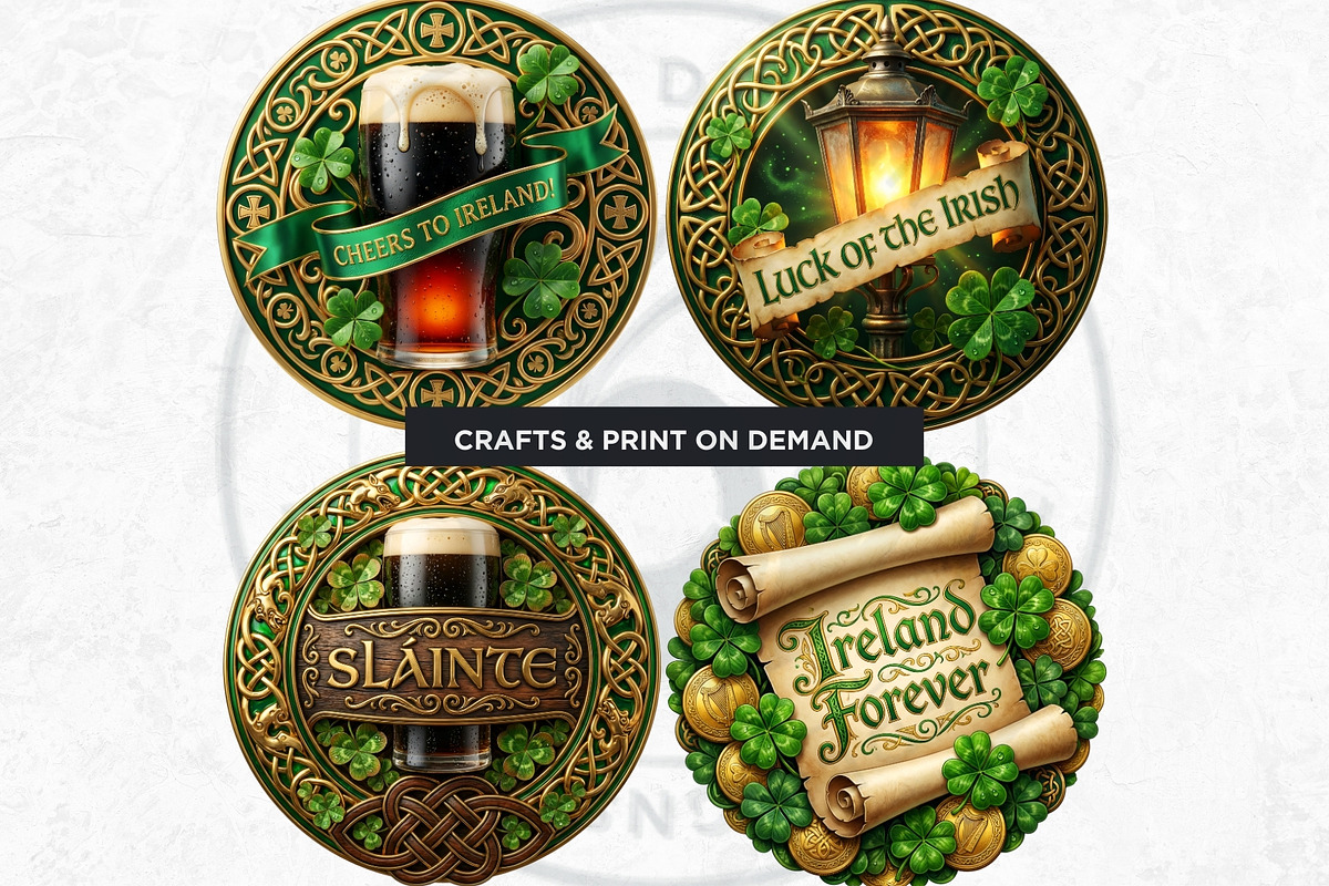 Saint Patrick Round Coaster Cliparts, a Decorative Illustration by ThatsDesignArt (Photo 6 of 10)