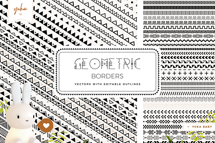 Geometric Borders - Editable Outline, a Brushes & More by Yuka Baby