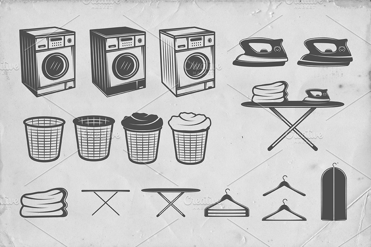 Set of Vintage Laundry Emblems, a Branding & Logo Template by AkimD (Photo 4 of 4)