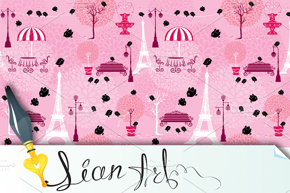 Seamless pattern with black birds preview 2