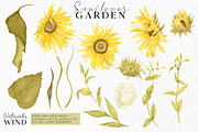 Watercolor Sunflowers Clipart, an Illustration by Ksenia Shmakova (Thumbnail 2 of 12)