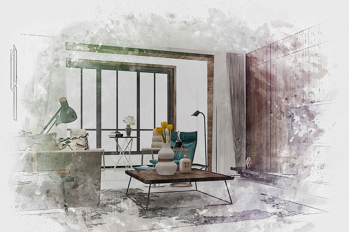 Exterior Watercolor Effect Bundle, an Action Add-On by MRI STUDIO (Photo 5 of 24)