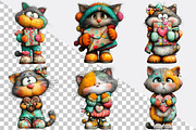 Whimsical Valentine Cats Clipart Bun, an Illustration by SVGArt (Thumbnail 2 of 7)