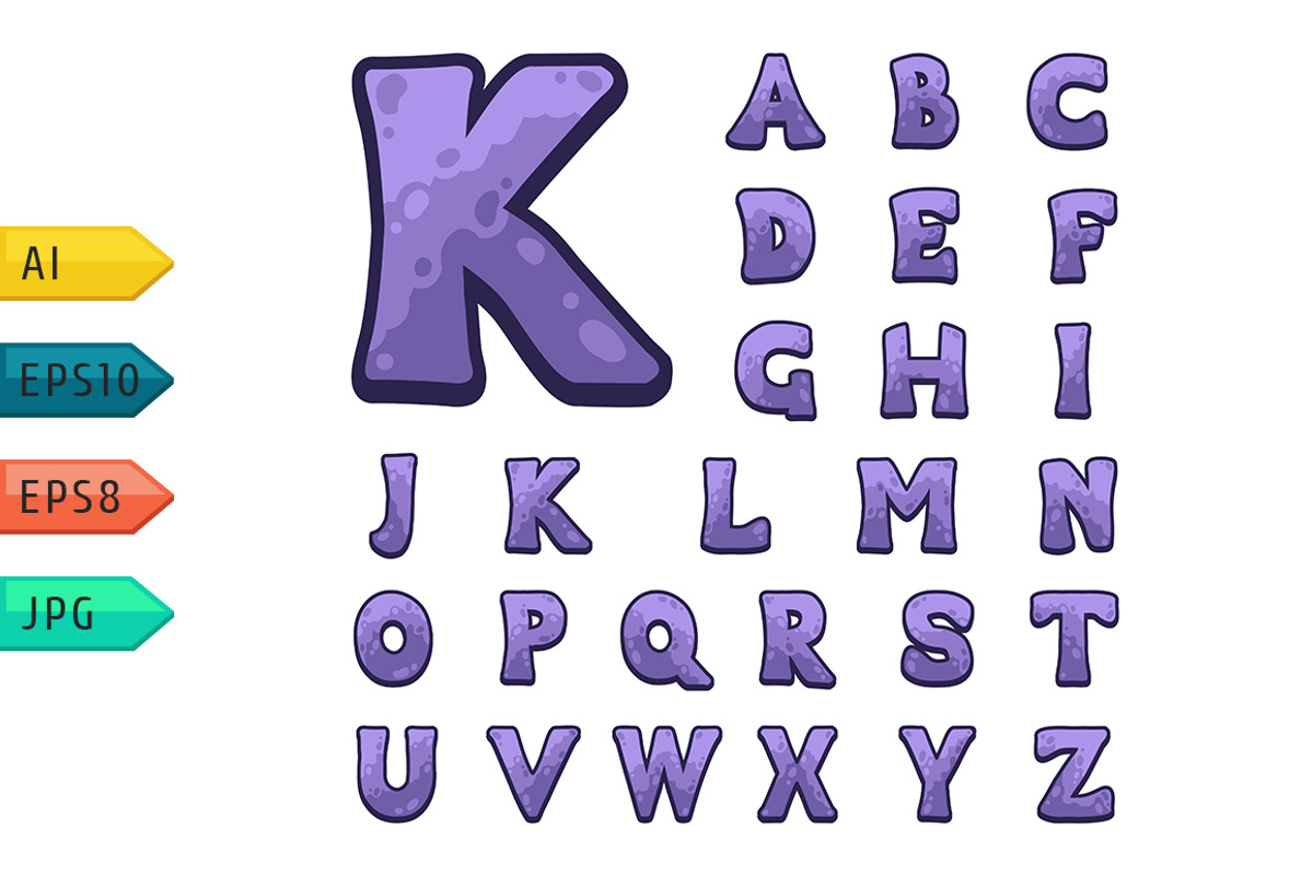 Violet stone game alphabet.