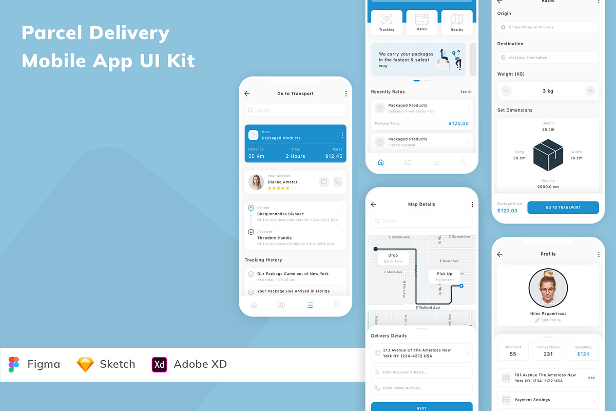 Parcel Delivery Mobile App UI Kit, an UI Kit Template by Betush