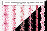 Cherry Blossom Seamless Borders, an Object Graphic by AllTheKewtClipart (Thumbnail 5 of 10)