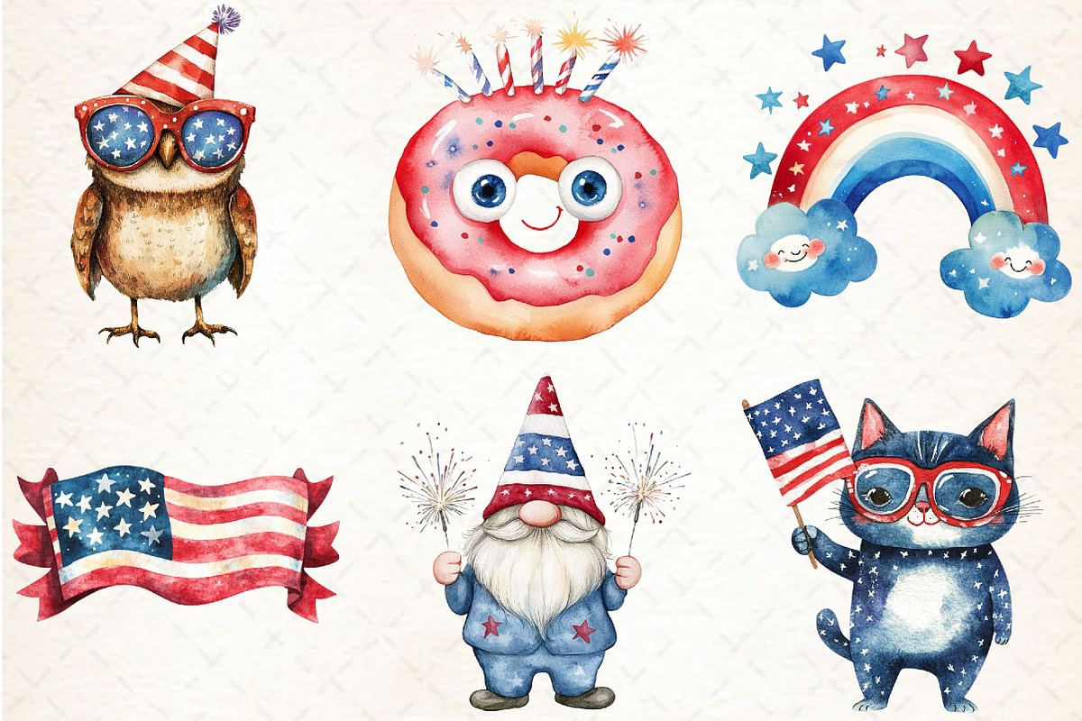 Whimsical 4th of July Clipart, an Illustration by Libby Wishes (Photo 5 of 6)