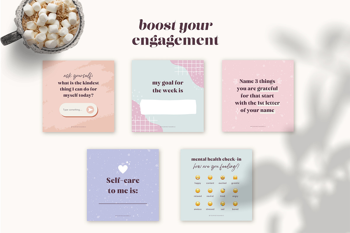 Self-Care Instagram Canva Templates, a Social Media Template by ClementineCreative (Photo 3 of 7)