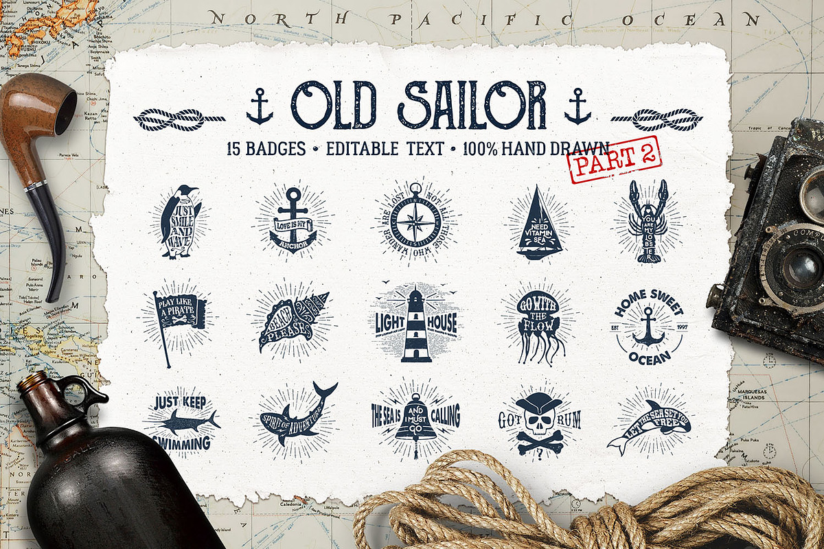 Old Sailor (Vintage Badges/part2), a Branding & Logo Template by Cosmic Store (Photo 1 of 5)