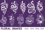Floral Snakes SVG Collection, an Animal Illustration by TatianaCociorva (Thumbnail 5 of 8)