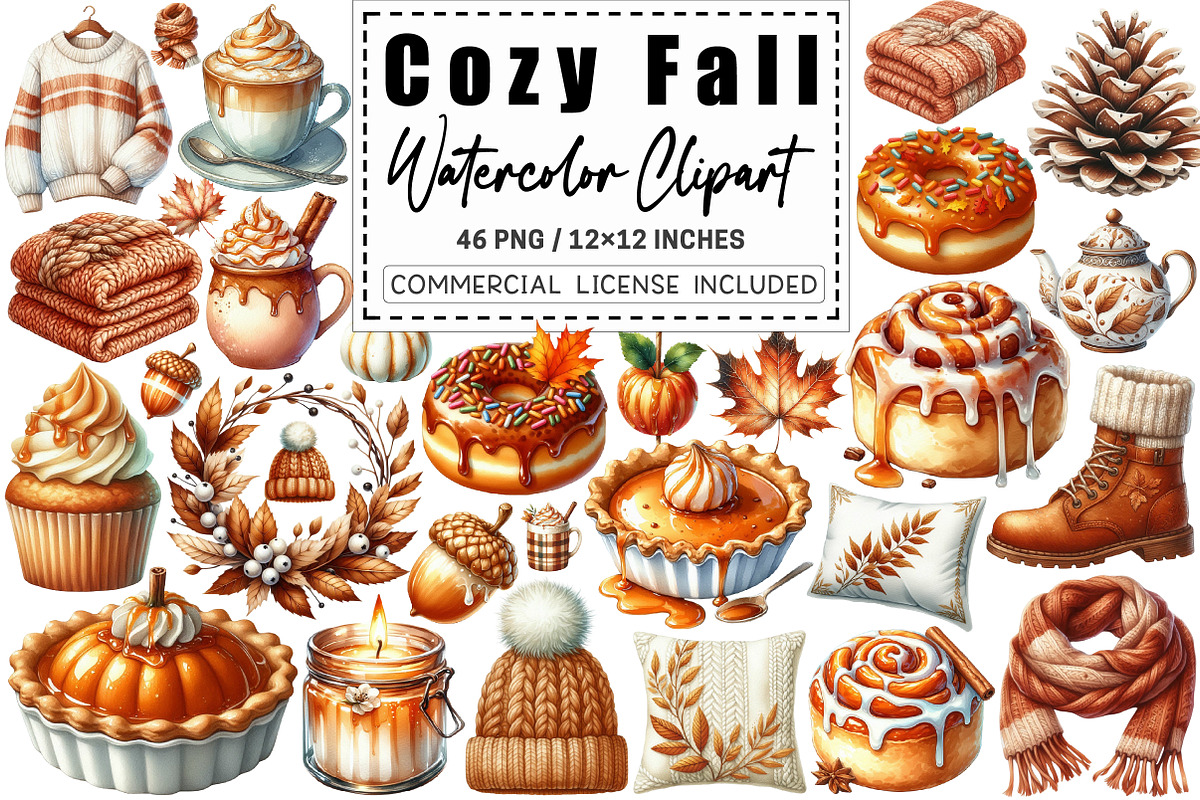 Cozy Caramel & White Fall Clipart, a Graphic by CitraGraphics (Photo 1 of 5)