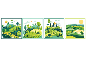 Green summer nature poster cards, an Illustration by Valerie Bodnar