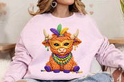 Crochet Mardi Gras Highland Cow PNG, an Illustration by Canvas Craft (Thumbnail 3 of 6)