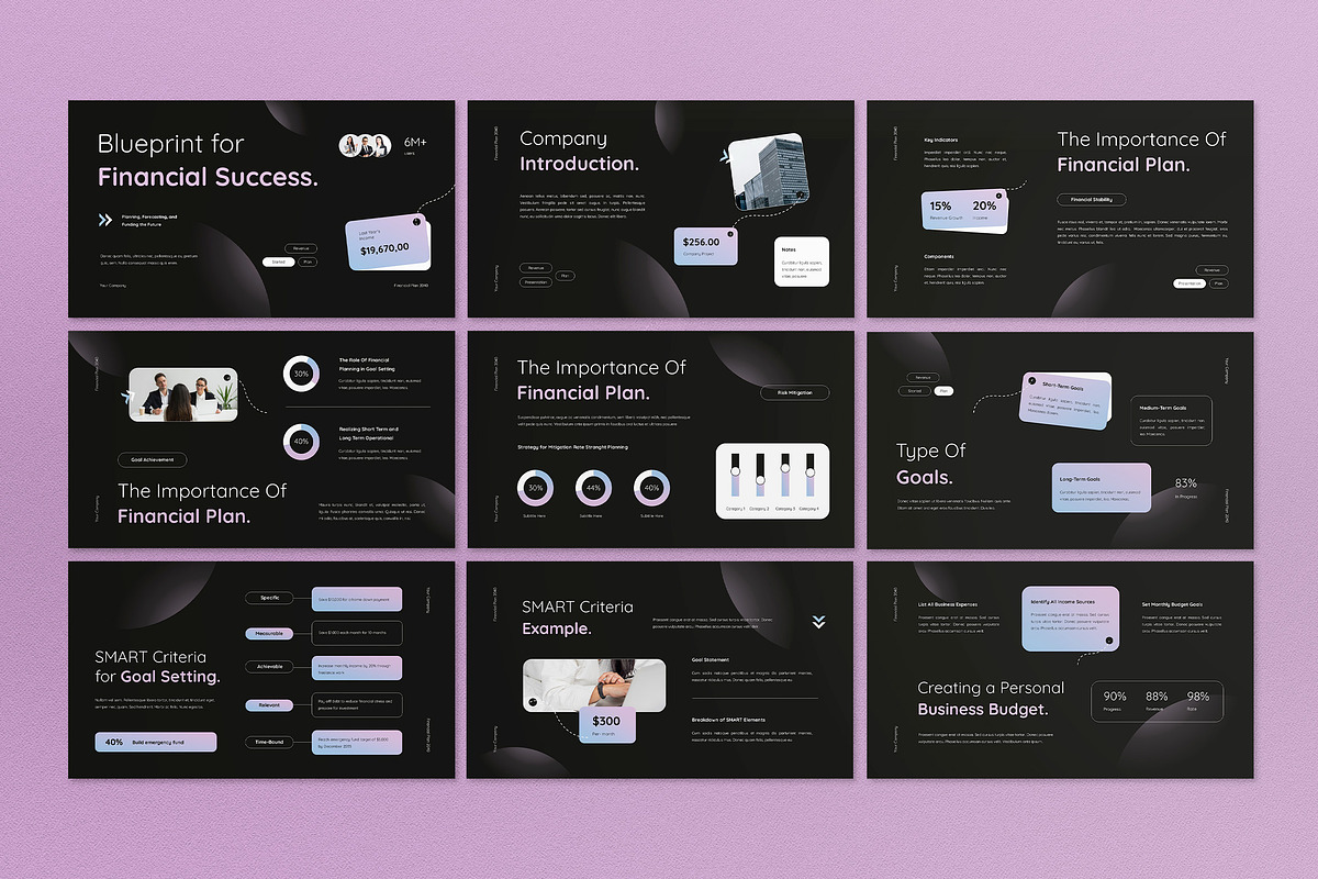 Black Financial Plan Google Slide, a Presentation Template by graphicook (Photo 2 of 4)