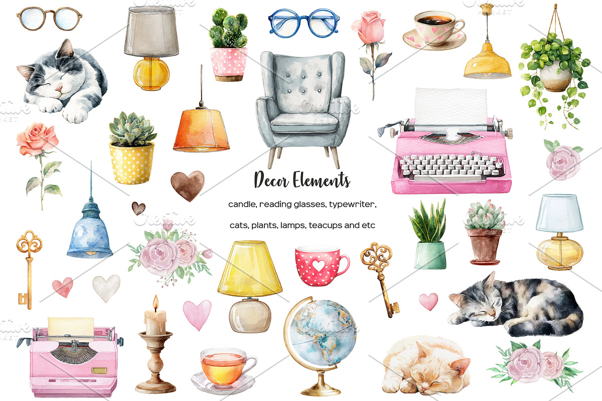 Watercolor book lover clipart, an Education Illustration by Art and Funny (Photo 3 of 12)