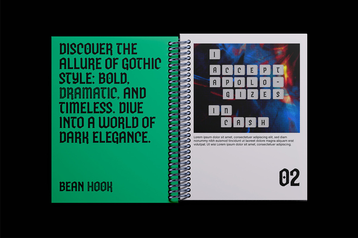 Bean Hook Gothic Flare 4 Fonts, a Serif Font by Casloop Studio (Photo 11 of 12)
