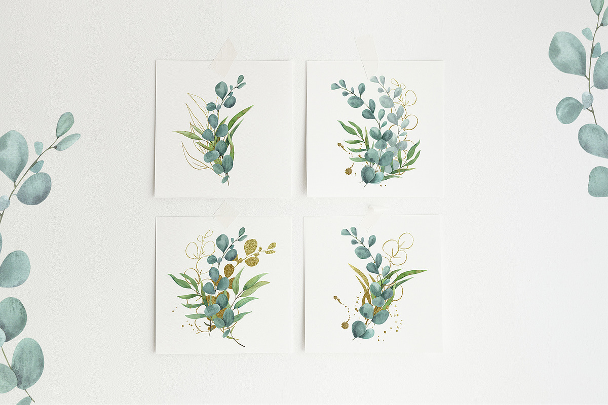 Watercolor Eucalyptus SET, a Decorative Illustration by TanataDesign (Photo 3 of 16)