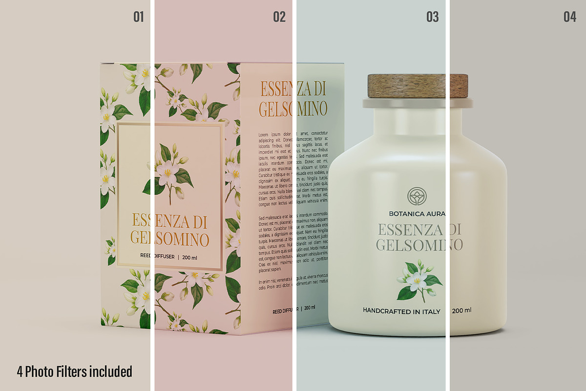Reed Diffuser Bottle Package Mockup, a Packaging Mockup by Illusiongraphic (Photo 8 of 20)