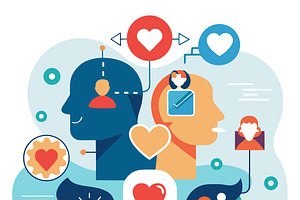 Diverse people's heads connected, a Person Illustration by SouravDesign