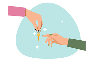 Hand holds out key. Buying house or, an Object Illustration by YummyBuum