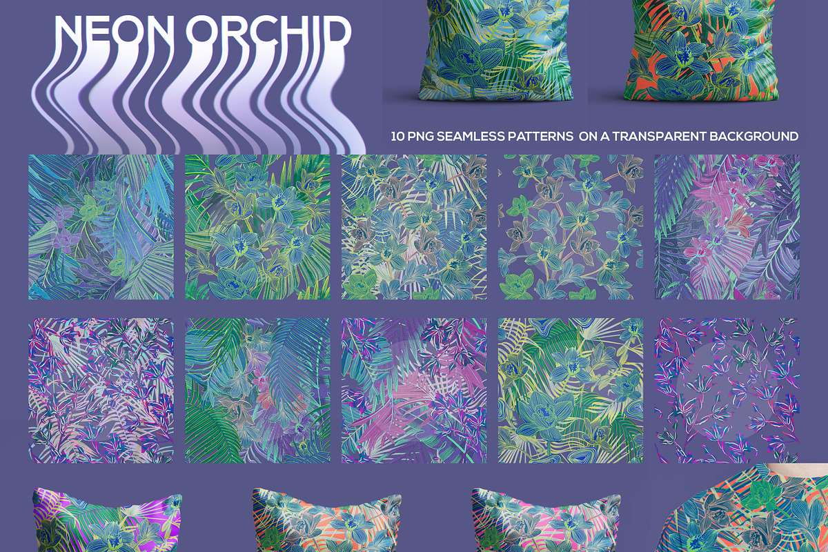 NEON ORCHID seamless patterns, a Pattern Graphic by ANAKOTO (Photo 8 of 18)