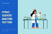 Female Scientist Analyzing Test Tube, a Healthcare Illustration by Partikusi Design (Thumbnail 1 of 3)
