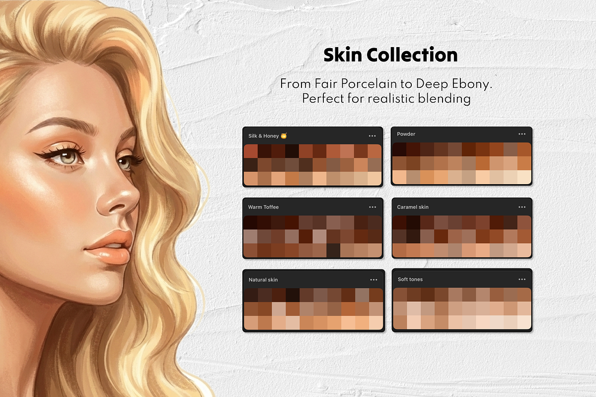 25 Portrait Procreate Color Palettes, a Palette Add-On by Selentaori Studio (Photo 3 of 8)