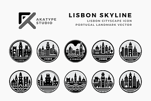 Lisbon Skyline Vector Icon, an Icon by Akatype Studio