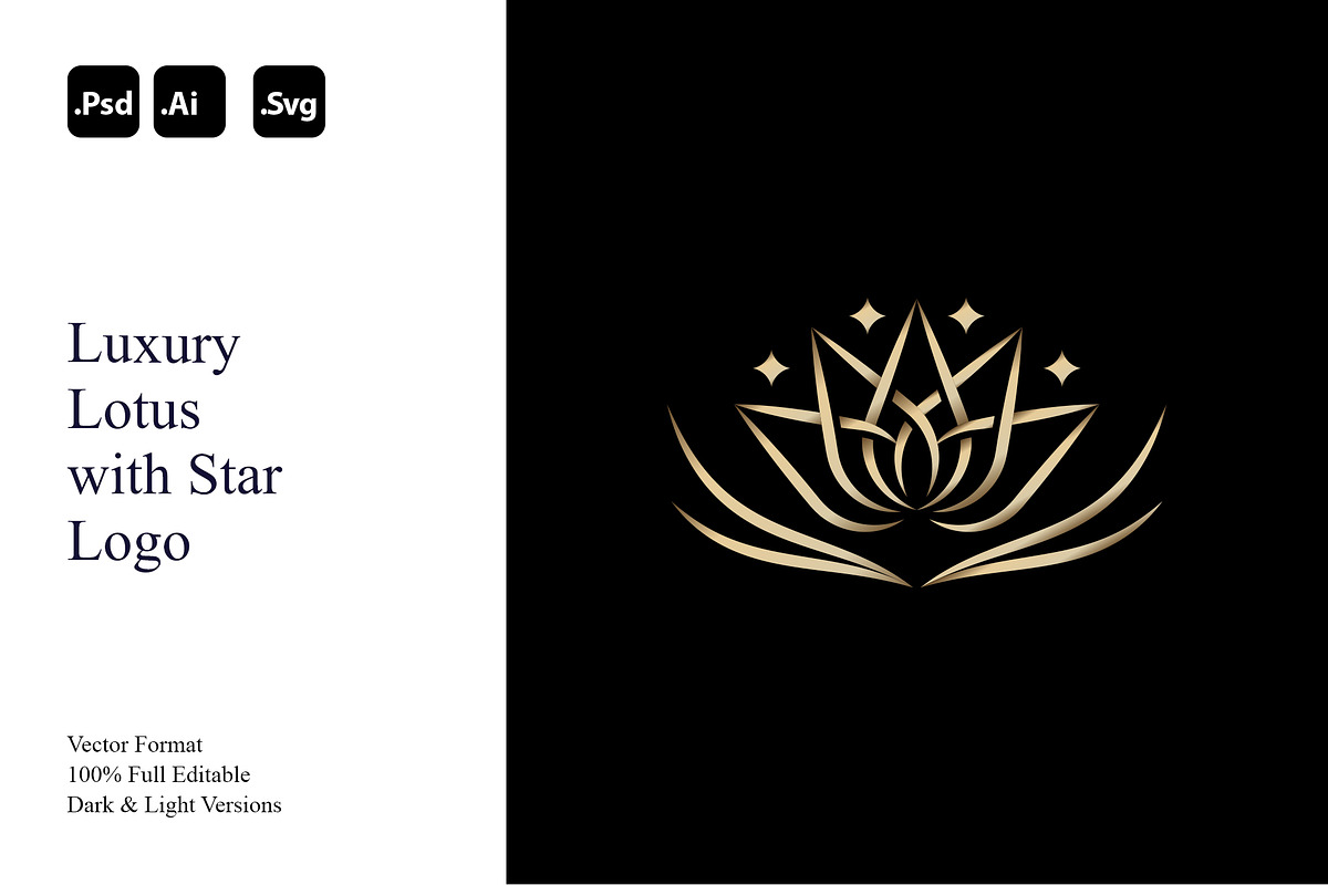 Luxury Lotus with Star Logo, a Branding & Logo Template by Luxury Logos (Photo 1 of 4)