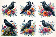 Watercolor Black Raven Clipart, an Illustration by DreamCafeArt (Thumbnail 4 of 7)