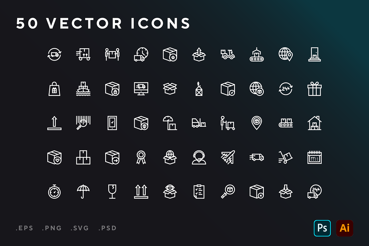 Package Delivery icons, an Outline Icon by Wencory