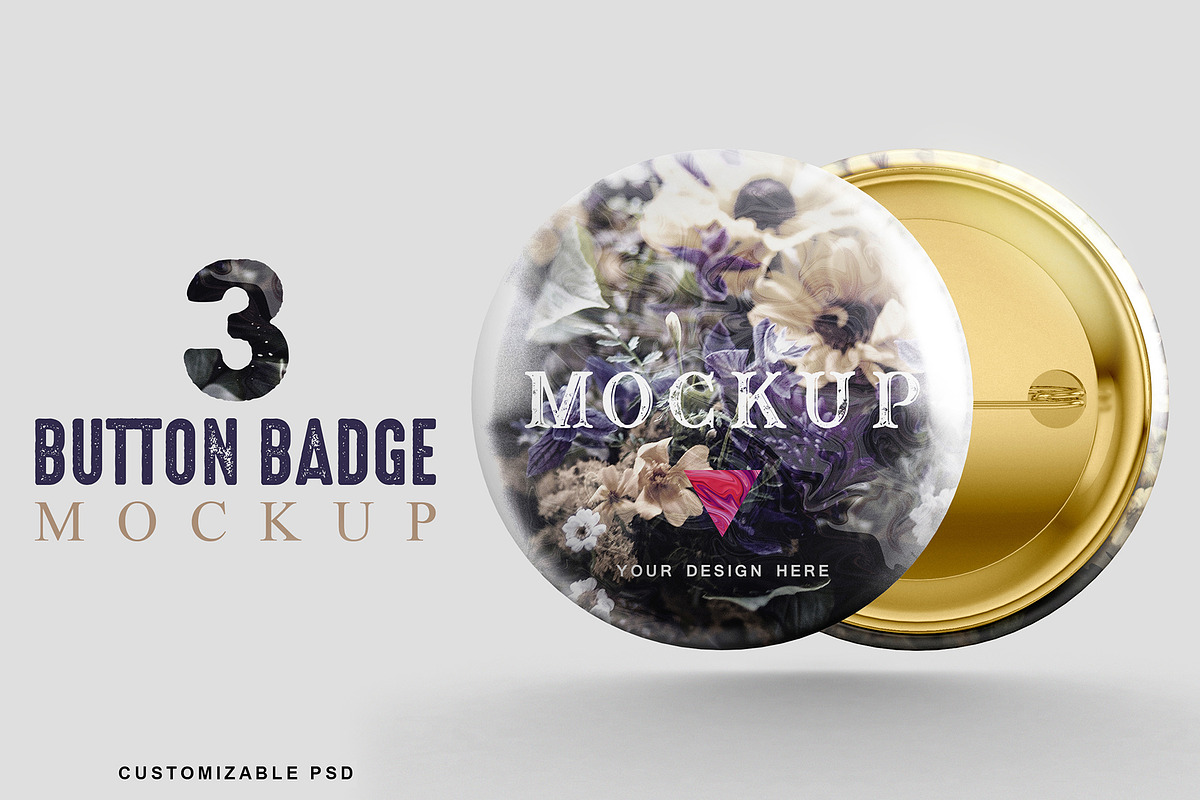 Pin Button Badge Mockup, a Product Mockup by Honnum Graphic Art (Photo 1 of 11)