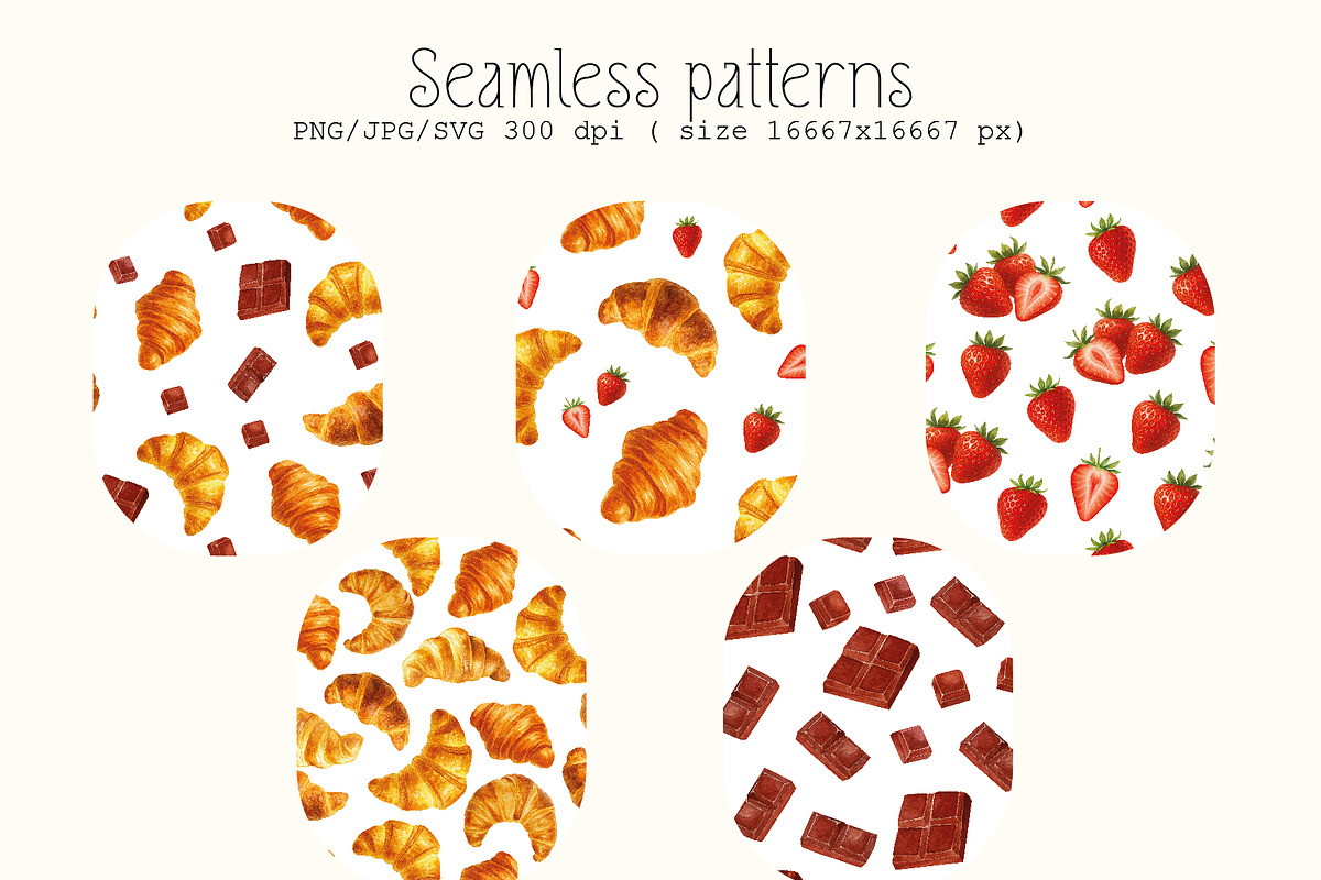 Croissants - elements and patterns, a Pattern Graphic by DreamoraArt (Photo 6 of 9)