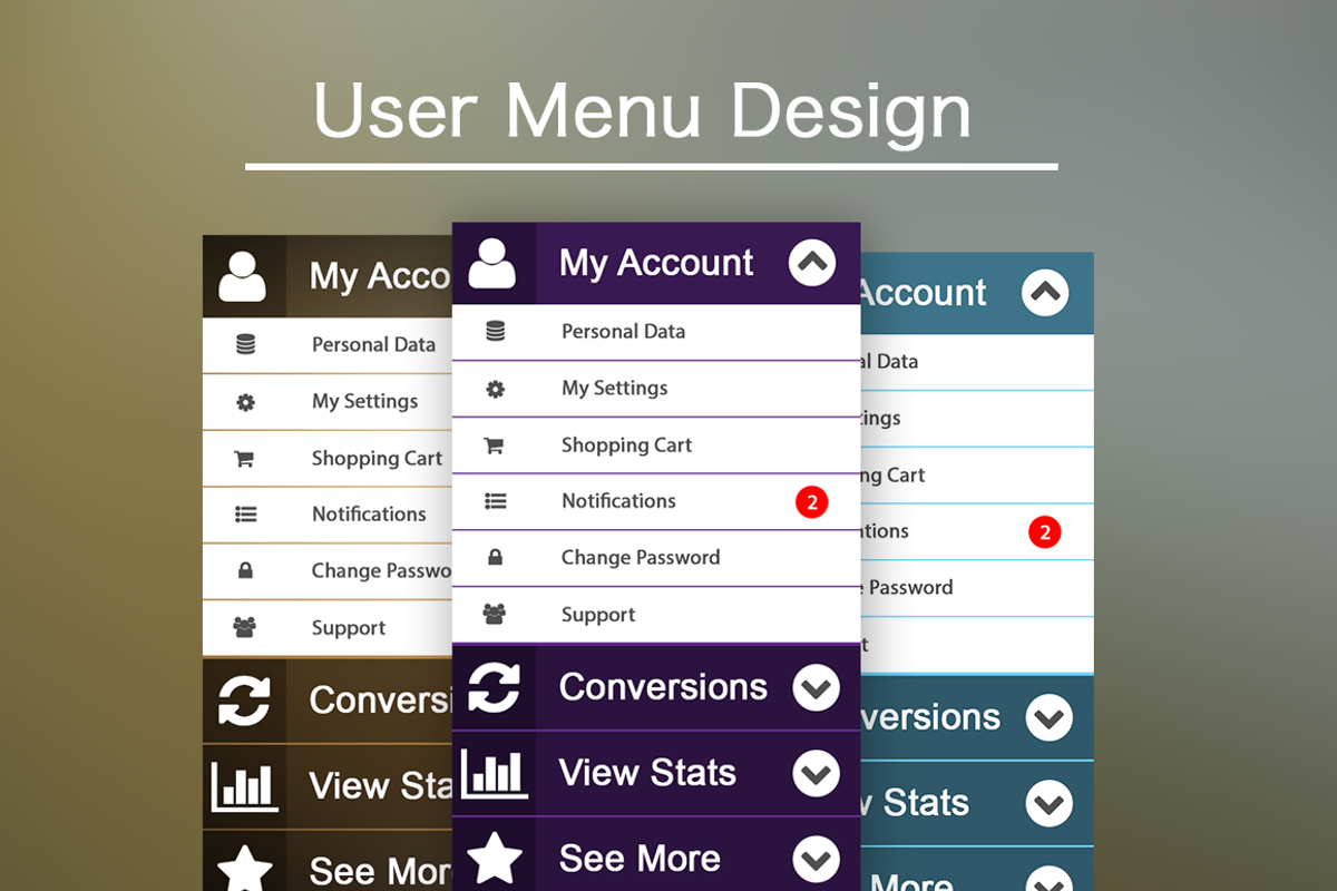 User Menu Design, a Templates & Theme by OrbitCarrot Marketing