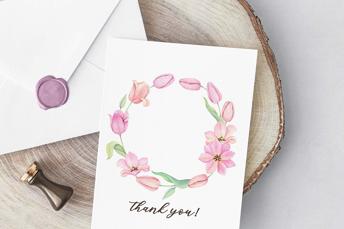 Pink Tulip Watercolor Clip Art, an Illustration by Daryartsy (Photo 6 of 6)