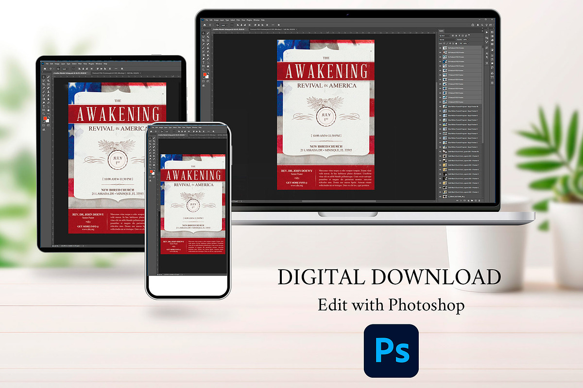 American Patriotic Church Flyer, a Flyer Template by Godserv Designs (Photo 7 of 8)