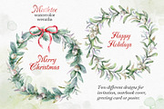 Mistletoe Watercolor Clipart., a Decorative Illustration by VetaDesign (Thumbnail 5 of 12)