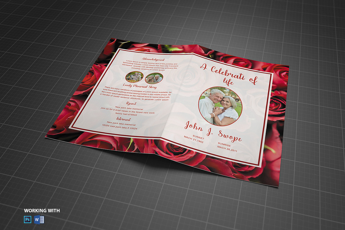 Funeral Program Template Red Rose, a Brochure Template by Madhabi Studio (Photo 3 of 6)