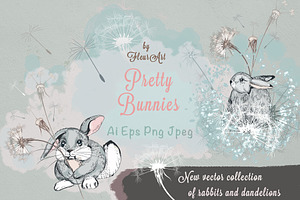 Pretty Bunnies Vector Illustrations