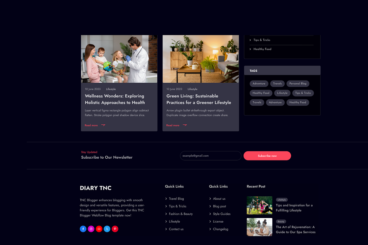 Diary Dark - Blog HTML Template, a HTML Template by TNCFlow (Photo 3 of 5)