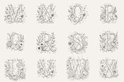 Floral Alphabet Line Art Vol 2, a Decorative Illustration by AW Studios (Thumbnail 3 of 6)