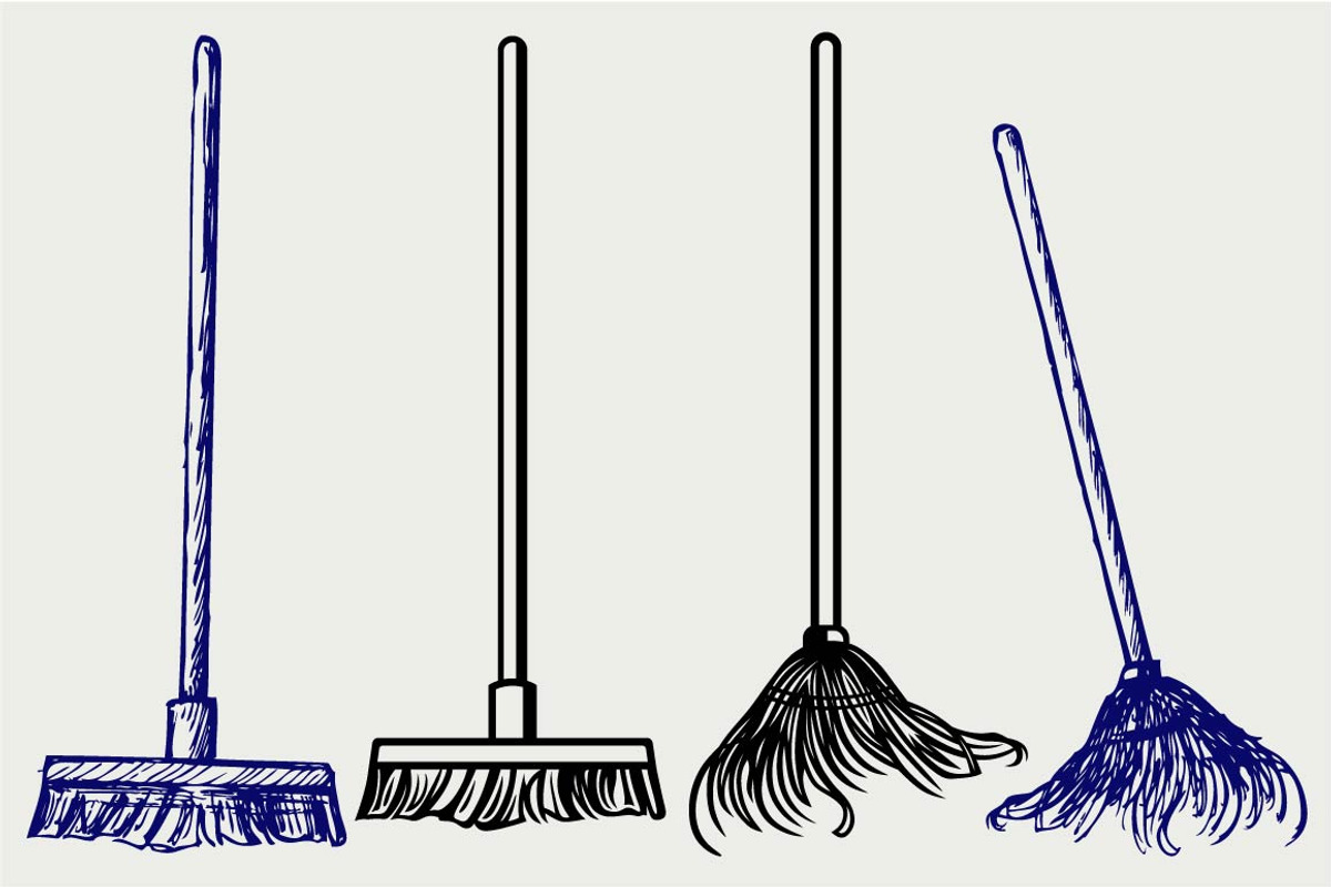 Mop and broom SVG, an Outline Icon by LineworkStock