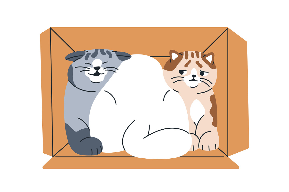 Cute, funny, comic cats. Cartoon set, an Animal Illustration by Good Studio (Photo 6 of 20)