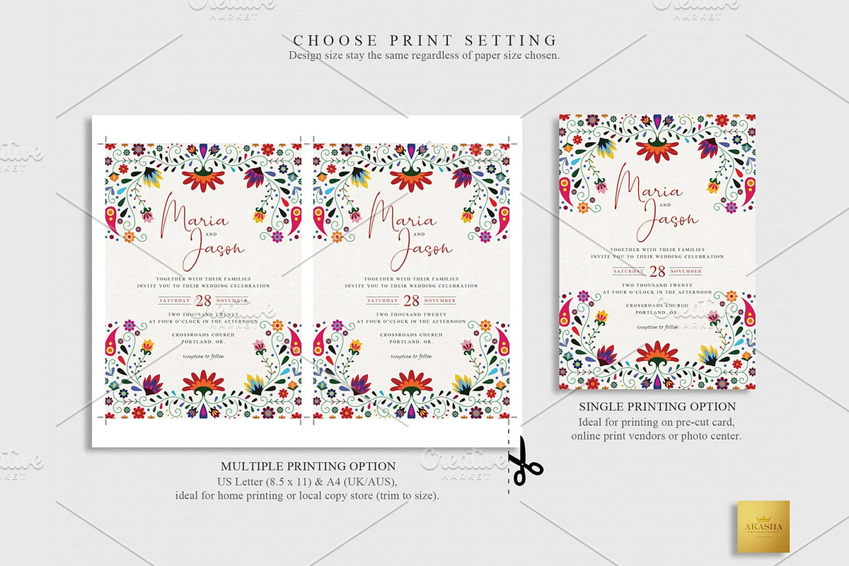 Mexican Wedding Invitation | CANVA, a Stationery Template by Creative Market (Photo 3 of 5)