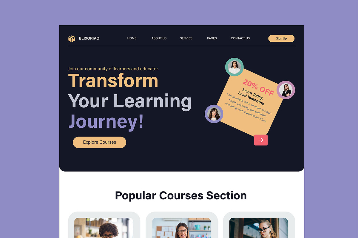 Educational Landing Page, a Landing Page Template by MightyDesign (Photo 2 of 10)