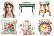 Vintage Shabby Chic Clipart Bundle, an Illustration by Craft Nest (Thumbnail 4 of 6)