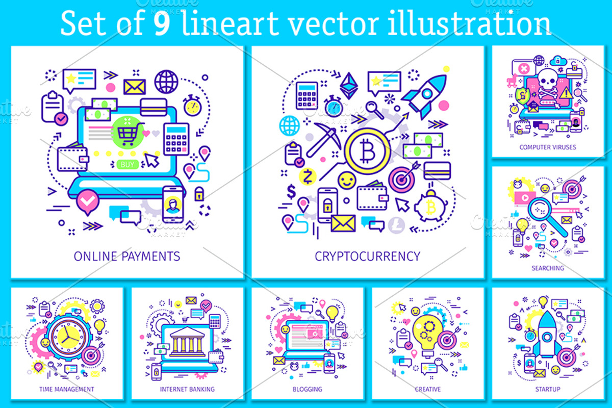 9 line art business illustration., a Finance Illustration by VectorStory (Photo 1 of 5)