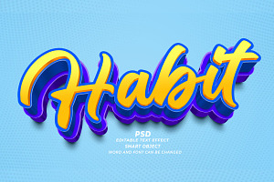 Habit PSD 3D Editable Text Effect, a Layer Style Add-On by TrueVector