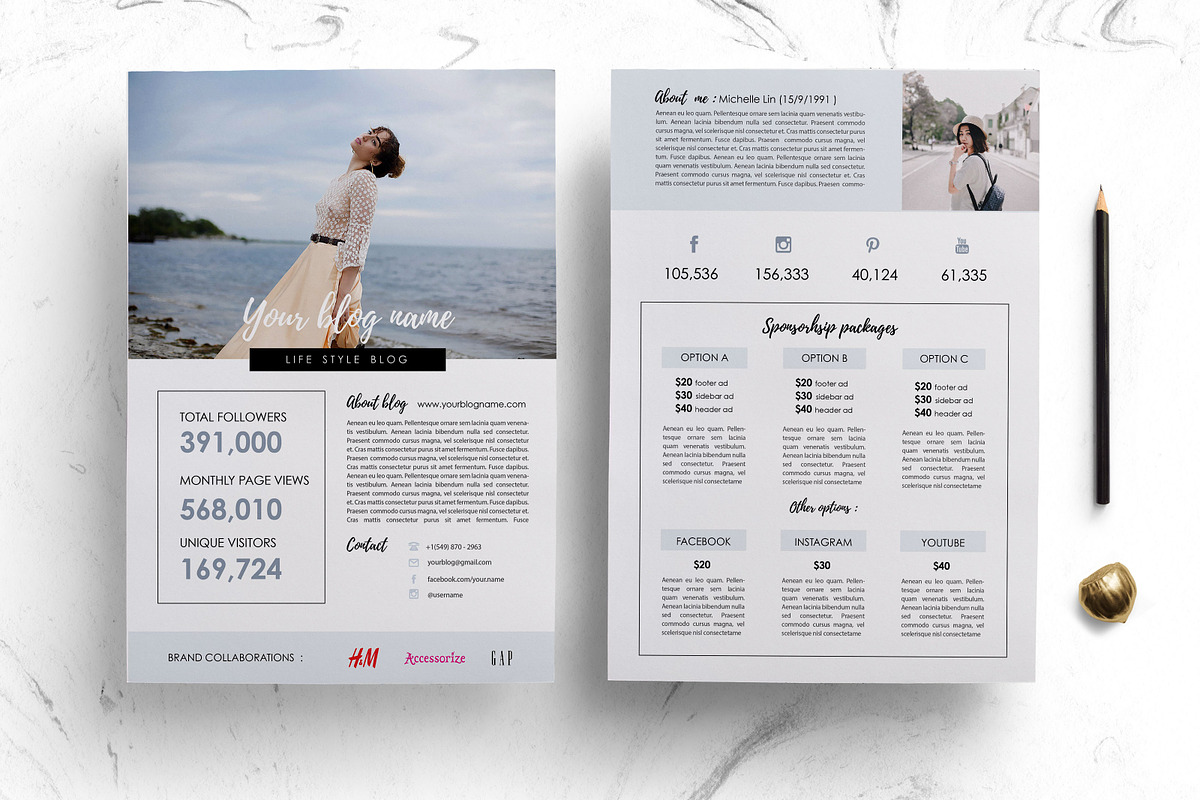 Modern 2-page media kit, a Brochure Template by Chic templates (Photo 2 of 3)