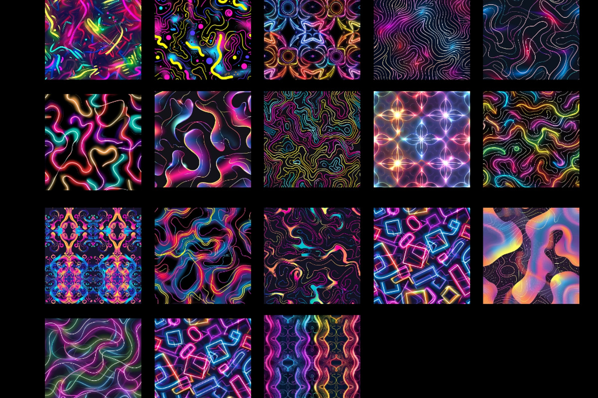 Neon Abstract Seamless Patterns, a Pattern Graphic by PrintablesByFranklyn (Photo 6 of 6)